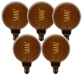 Conjunto de 5 lâmpadas LED E27 reguláveis G125 castanho 4W 120 lm 1800K