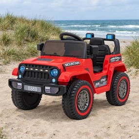 Carro elétrico para Crianças Off Road MOUNTAIN 12V Rodas Espuma EVA, Assento Couro ecológico Vermelho