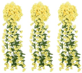 Grinaldas de flores artificiais 3 pcs 85 cm amarelo