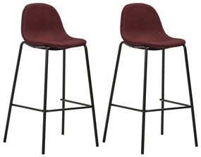vidaXL Cadeiras de bar 2 pcs tecido vermelho tinto