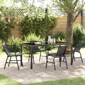 vidaXL Conjunto de Jantar de Jardim 5 Peças Preto Vime Polimérico