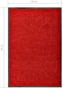 Tapete de porta lavável 60x90 cm vermelho