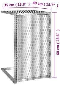 Mesa em C 40x35x60 cm vime PE castanho