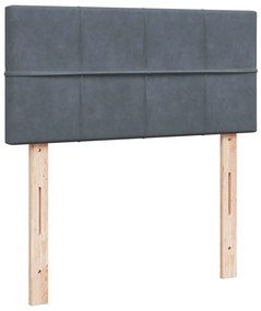 Cama box spring com colchão solteiro veludo cinzento-escuro