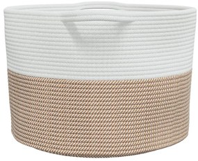 Cesto de arrumação Ø55x36 cm algodão castanho e branco