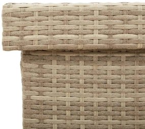 Caixa de arrumação jardim com rodas 160x55x75 cm vime PE bege