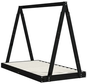 Estrutura de cama infantil 80x160 cm pinho maciço preto