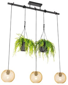 Candeeiro de suspensão industrial dourado 3 luzes - Flor Industrial