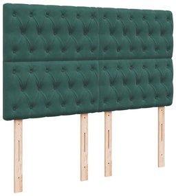 Cama com molas/colchão 140x200 cm veludo verde-escuro