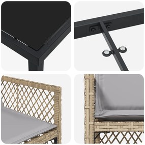 Conjunto de Jantar de Jardim VidaXL 5 Peças com Almofadas Bege Poli Ra