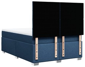 Cama com molas/colchão 160x200 cm tecido azul