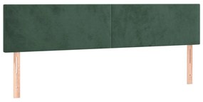 Cabeceira de cama c/luzes LED veludo 200x5x78/88cm verde-escuro