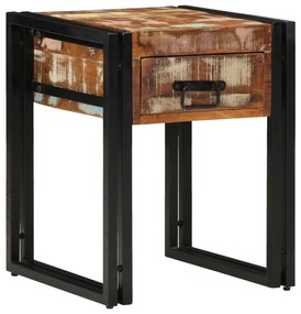 Mesa de Apoio vidaXL com Gaveta Preta 40x40x50 cm em Madeira Recuperad