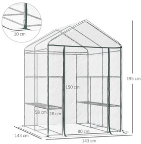 Estufa Transparente de Jardim Estufa de Plantas de 3 Níveis com Pratel