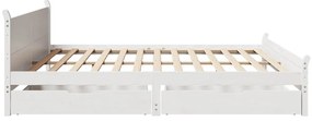 Cama sem colchão 200x200 cm madeira de pinho maciça branco