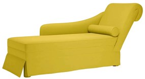 Chaise-longue com almofada e apoio braço direito veludo amarelo
