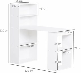 Secretária para Computador com Estante de Prateleiras para Casa Escrit