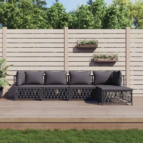 vidaXL 5 pcs conjunto lounge de jardim com almofadões aço antracite