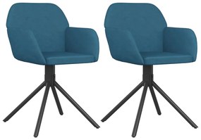 Cadeiras de jantar giratórias 2 pcs veludo azul