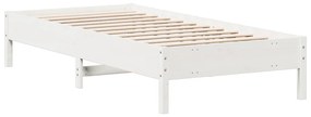 Cama sem colchão 90x200 cm madeira de pinho maciça branco