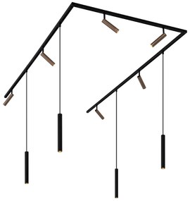 Modern railsysteem met 6 spots en 4 hanglampen brons 1-fase - Slimline Uzzy Keno