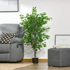 Planta Artificial Ficus 135 cm com Vaso 456 Folhas Planta Artificial Realista para Interior e Exterior Verde