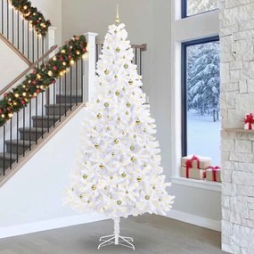 vidaXL Árvore de Natal Artificial com 300 LEDs Branco 300 cm PVC e Aço