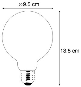 Conjunto de 3 lâmpadas LED E27 dim to quente G95 ouro 8W 806 lm 2000-2700K