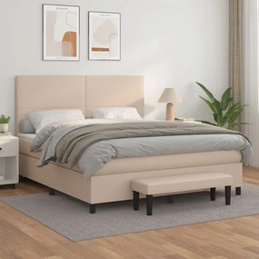 vidaXL Cama com molas/colchão 180x200 cm couro artificial cappuccino