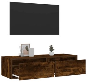 Móvel de TV com luzes LED 100X35,5x25 cm carvalho fumado