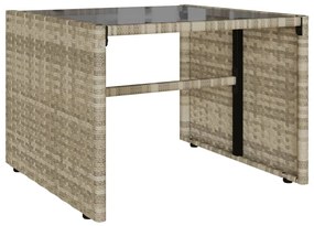 4 pcs conj. sofás jardim c/ almofadões vime PE cinzento-claro