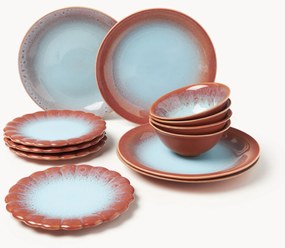 Conjunto de loiça artesanal Marguerite, 4 pessoas, conjunto de 12