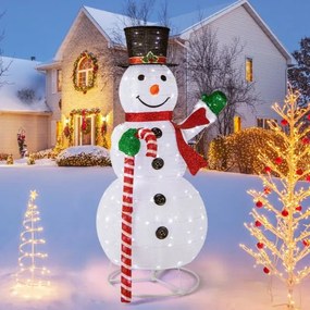 Decoração natal de boneco de neve de 150 cm com 180 luzes LED Chapéu e cachecol de festa