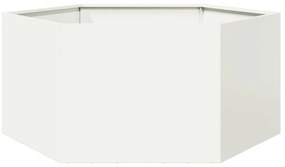 vidaXL Vaso/floreira de jardim hexagonal 104x90x45 cm aço branco