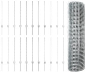 Cerca de Arame Soldado com 22 Postes U Prateados 0.8x50 m Aço