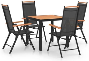 5 pcs conjunto de jantar para jardim alumínio preto