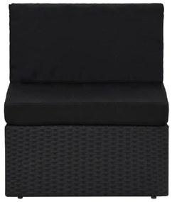 6 pcs conjunto lounge de jardim c/ almofadões vime PE preto