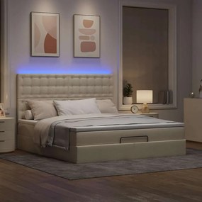 Estrutura de cama otomana com creme de colchão 180x200cm tecido