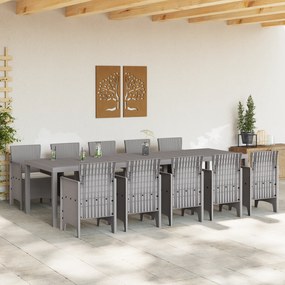 Conjunto de Jantar vidaXL de 11 Peças com Almofadas Cinza Claro Polira
