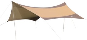 Outsunny Abrigo de Campismo Portátil 555x550 cm Tenda de Campismo Impermeável com Proteção Solar para Praia Piquenique Exterior Marrom e Bege