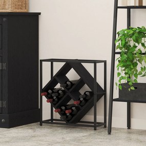 Rack de Vinho Carvalho Preto 51x18x52,5 cm Madeira Compensada