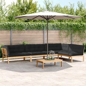 vidaXL 5 pcs móveis de paletes p/ jardim com almofadões acácia maciça