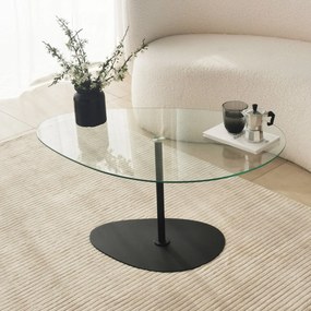 Mesa de Centro Porto – Transparente/Preto – 90x40x60 cm