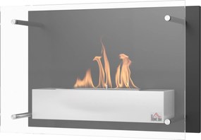 Lareira de bioetanol de parede para encastrar com queimador de 0,9 L, cerca de 3 horas de autonomia, 60 x 22 x 40 cm, preta