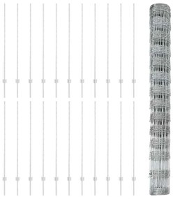 Postes de Cerca vidaXL 22 pcs U-Channel 140 cm Aço Galvanizado
