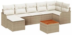Conjunto de Sofá de Jardim 8 pcs Bege, branco Grande