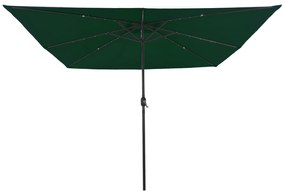 Parasol Quadrado para Jardim com Luzes LED 295x245 cm Verde