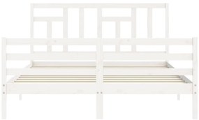 Estrutura de cama King Size com cabeceira madeira maciça branco
