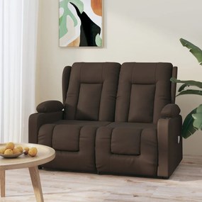 vidaXL Poltrona massagens 2 lug. reclin. sup. copo couro art. castanho