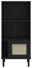Estante SENJA aspeto de vime 60x35x130 cm pinho maciço preto